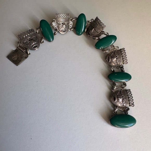 VINTAGE TAXCO MEXICO STERLING SILVER & JADE 7